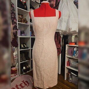 light pink and gold shimmery tweed dress by Rickie freeman for Teri Jon.